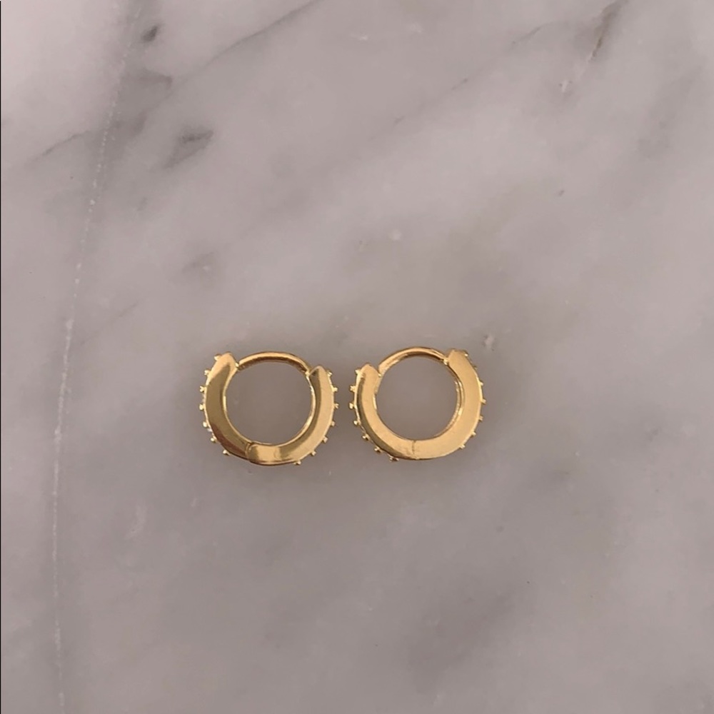Sterling silver/gold plates diamond huggies